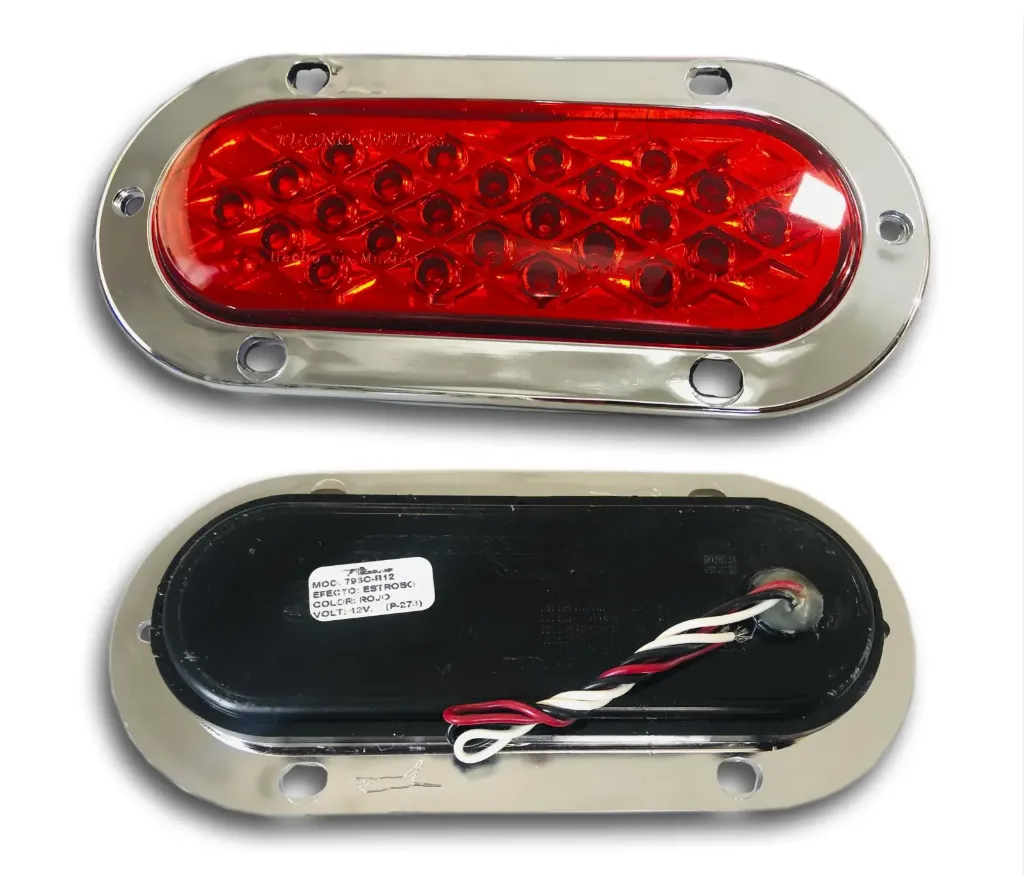 PLAFON OVALADO ESTROBO 12V 24 LEDS ROJO
