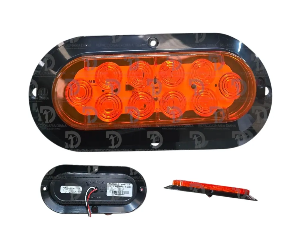 PLAFON 6" OVAL 10 LED´S AMBAR 12/24V