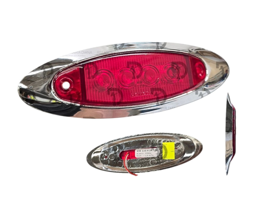 PLAFON LAT OVAL 4 LED´S ABS ROJ 12V CROM