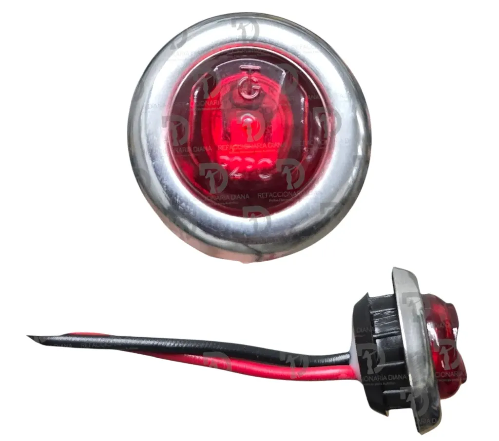 PLAFON BOTON 12/24V 3 LEDS ROJO CROMO