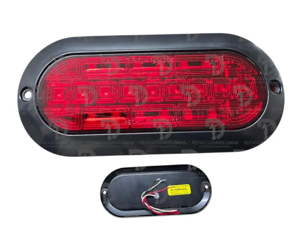 [D4619074] PLAFON OVALADO ROJO 12/24V PLANO B/NEGRA