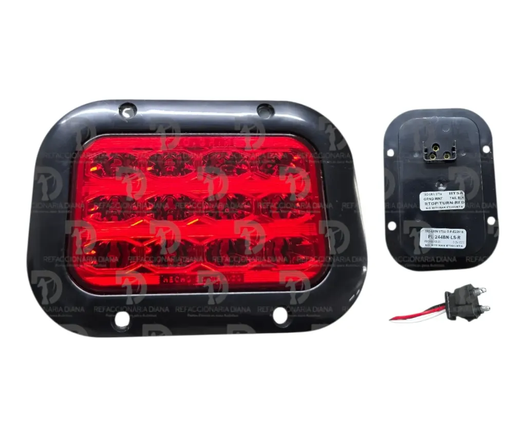 [D4630574] PLAFON RECTANGULAR ROJO 12/24V B/NEGRA