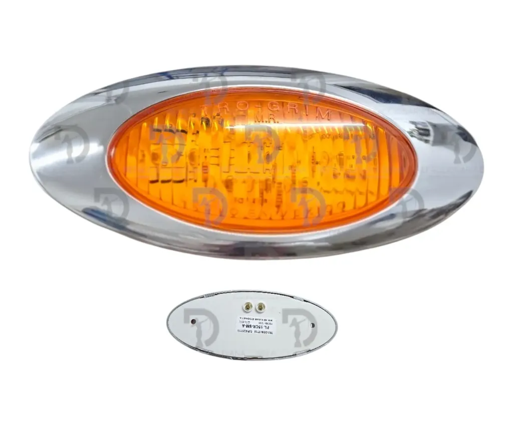 PLAFON AMBAR ELIPTICO BASE CROMO 12/24V