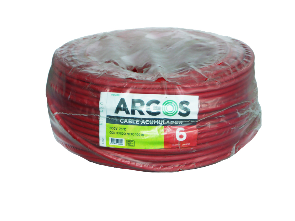 CABLE P/BATERIA #6 ROJO ARGOS