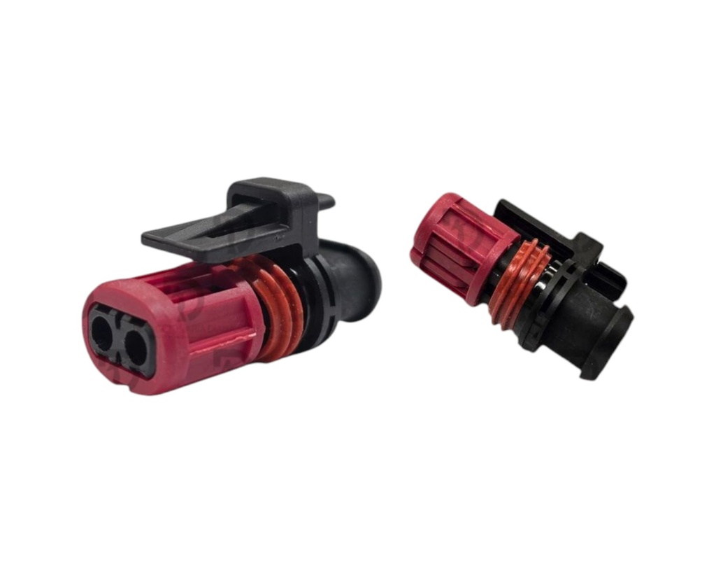 CONECTOR 2 VIAS MACHO RECT C/ROJO