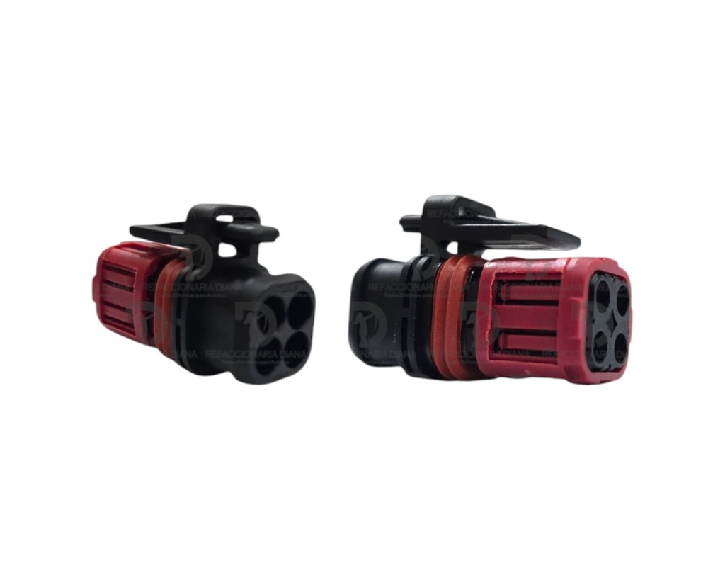 CONECTOR 4 VIAS MACHO CUADRADO C/ROJO