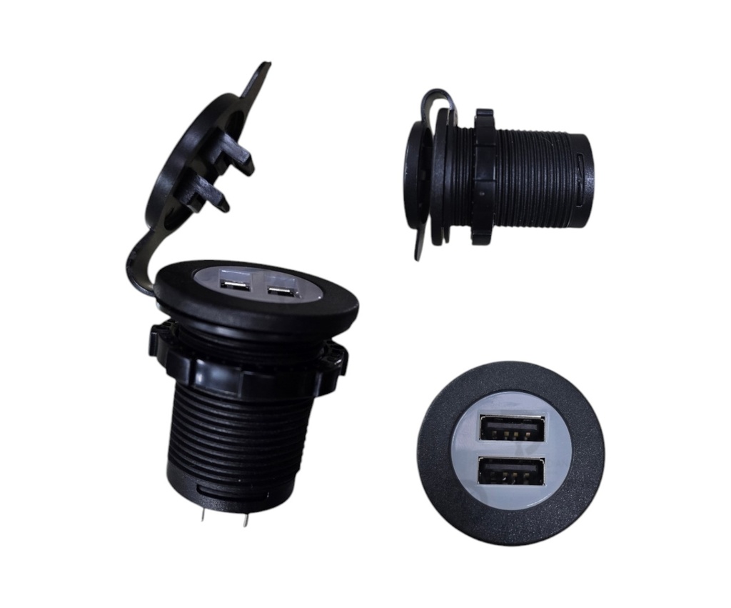 [D3342076] CARGADOR USB 2 PUERTO 12/24V REDONDO