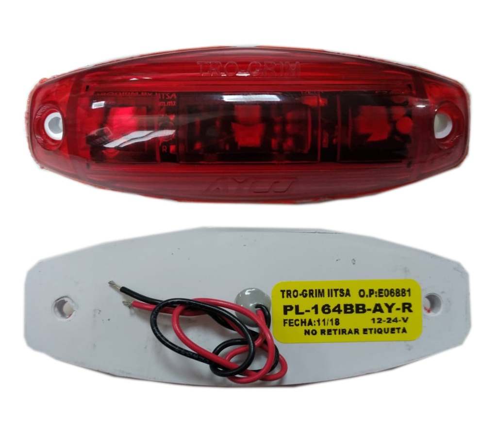 PLAFON LATERAL ROJO AYCO B/BLANCA 12/24V