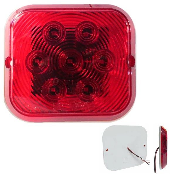 PLAFON CUADRADO 6 LED ROJO SELLAD 12/24V