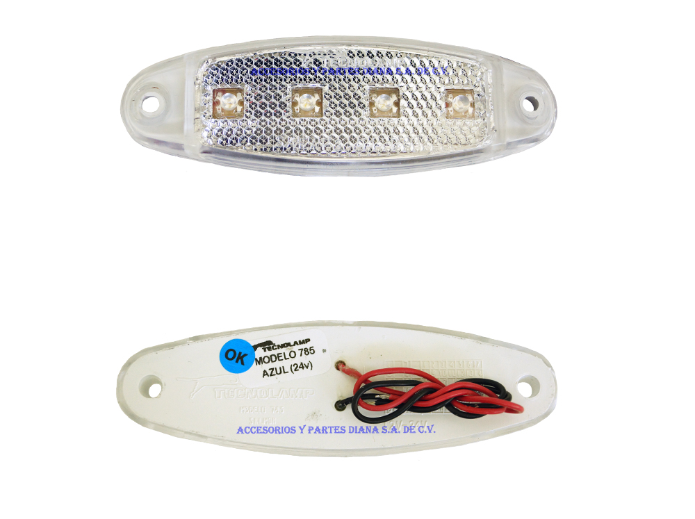 PLAFON SALMON CRISTAL LED AZUL 12-24V