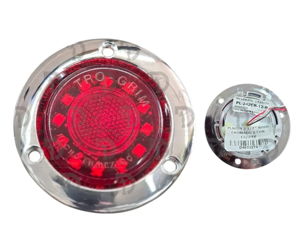 [D4633274] PLAFON 2 1/2" ROJO CROMADO 2 FUN 12/24V