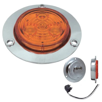 PLAFON AMBAR 3 LED 2" BASE CROMO 12/24V